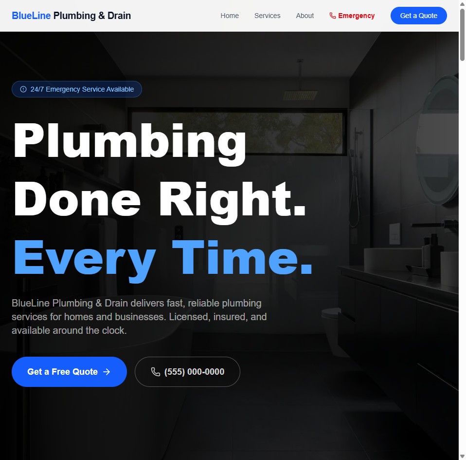 BlueLine Plumbing & Drain website preview